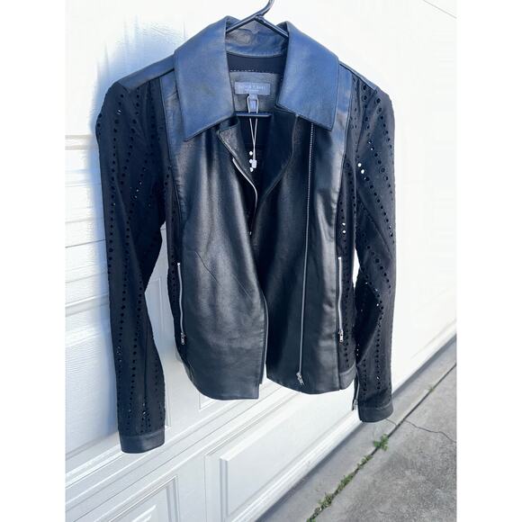 NEW SACHIN & BABI LIGHTWEIGHT LEATHER BIKER JACKET EYELET SLEEVES & BACK BELT - Picture 3 of 10